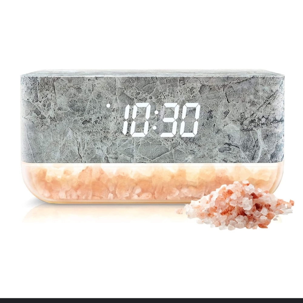 Gray and Pink LED Alarm Clock with Himalayan Salt
